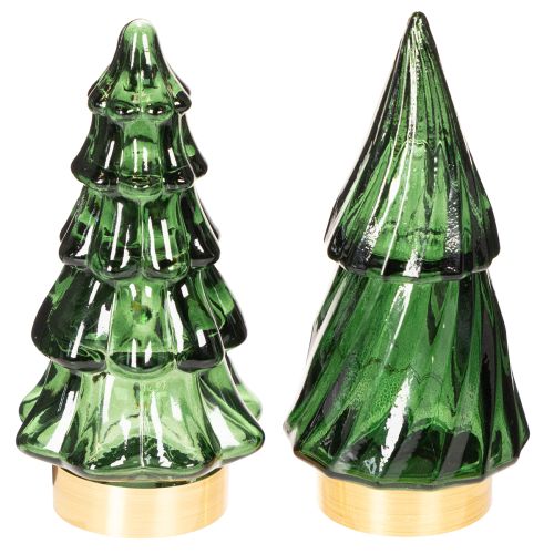 Szklana choinka z lampkami LED, dekoracja stołu, Boże Narodzenie, 13cm, 2 sztuki kupić | Floristik24.pl