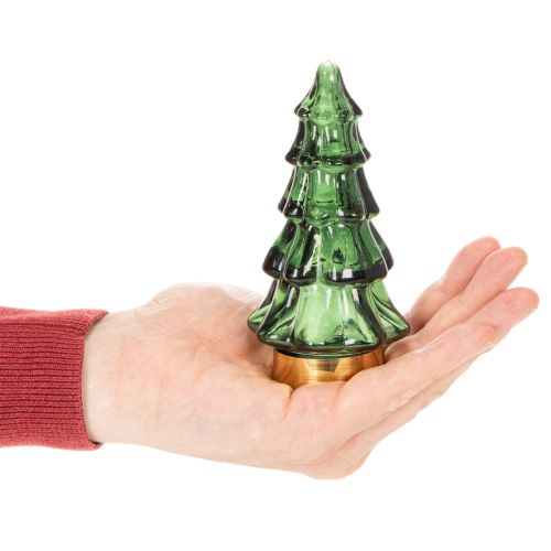 Szklana choinka z lampkami LED, dekoracja stołu, Boże Narodzenie, 13cm, 2 sztuki | Floristik24.pl