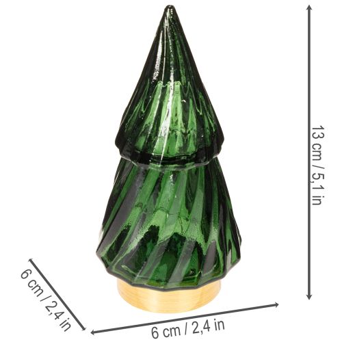 Szklana choinka z lampkami LED, dekoracja stołu, Boże Narodzenie, 13cm, 2 sztuki | Floristik24.pl