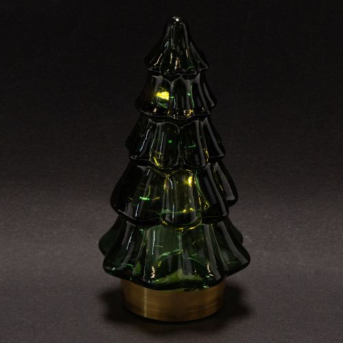 Szklana choinka z lampkami LED, dekoracja stołu, Boże Narodzenie, 13cm, 2 sztuki | Floristik24.pl