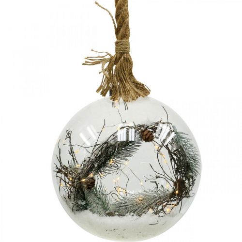Floristik24 Kula LED Snow Jodła wewnątrz Ø20cm 40L ciepły biały timer