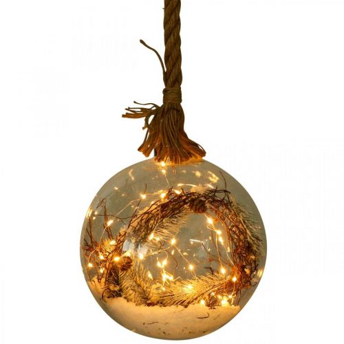Floristik24 Kula LED Snow Jodła wewnątrz Ø20cm 40L ciepły biały timer