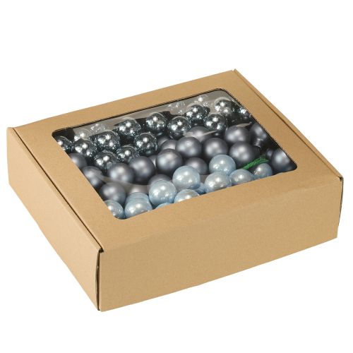 Produkt Mini bombki szklane lustrzane jagody niebieskie odcienie 25mm 140 szt.