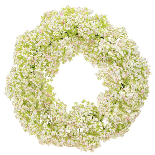 Produkt Wianek ze sztucznych kwiatów mały biało-różowo-zielony wianek Ø25cm