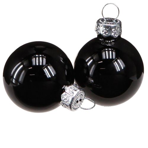 Mini bombki choinkowe Kulki szklane czarne 30mm 27szt