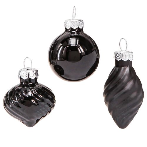 Floristik24 Mini bombki choinkowe cebula szklana czarna Ø3cm 9 szt