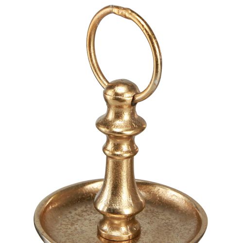 Floristik24 Mini etagere metalowa dekoracja złota matowa 2-poziomowa dekoracja stołu wys. 22 cm