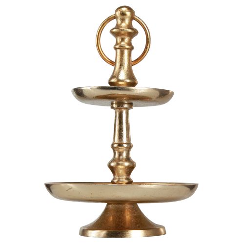Floristik24 Mini etagere metalowa dekoracja złota matowa 2-poziomowa dekoracja stołu wys. 22 cm