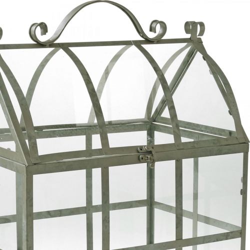 Floristik24 Mini Szklarnia Mała Dekoracyjna Szklana Domka Metalowa Szklana W51cm