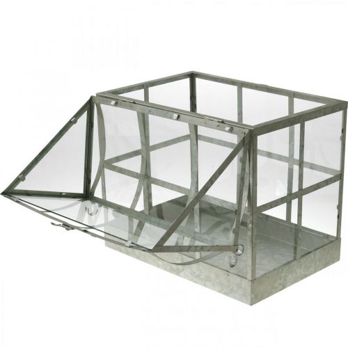 Floristik24 Mini Szklarnia Mała Dekoracyjna Szklana Domka Metalowa Szklana W51cm