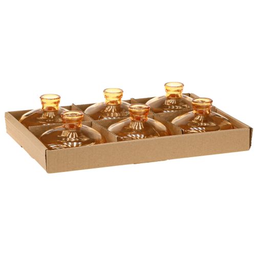 Produkt Mini wazony szklane wypukłe płaskie w kolorze pomarańczowym Ø9cm 6 szt