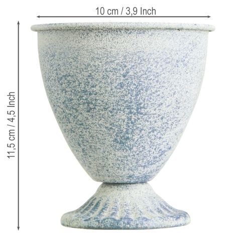 Produkt Miniaturowy wazon trofeum kielich metalowy biały niebieski wys. 11,5 cm 2 szt.