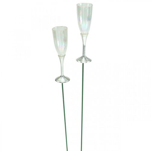 Mini kieliszki do szampana dekoracja sylwestrowa do naklejenia 7,5cm 24 szt