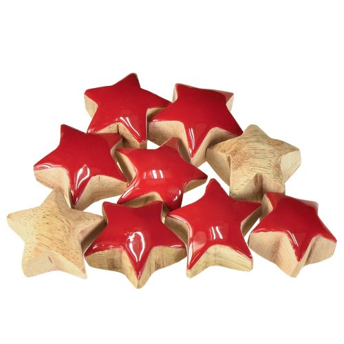 Produkt Dekoracja dekoracyjna Mini Stars Red Mango Wood Scatter z drewna, 9 szt., Ø3 cm