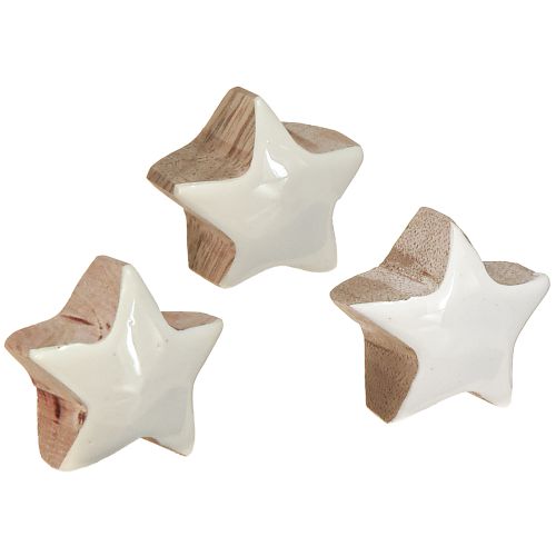 Mini Gwiazdki Białe Drewno Mango Drewniane Gwiazdki Dekoracja Ø3cm 9 szt.