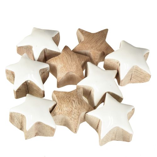 Produkt Mini Gwiazdki Białe Drewno Mango Drewniane Gwiazdki Dekoracja Ø3cm 9 szt.