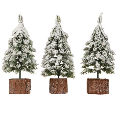 Produkt Mini choinka drewniana podstawa zielona biała Ø8cm W18cm 3szt
