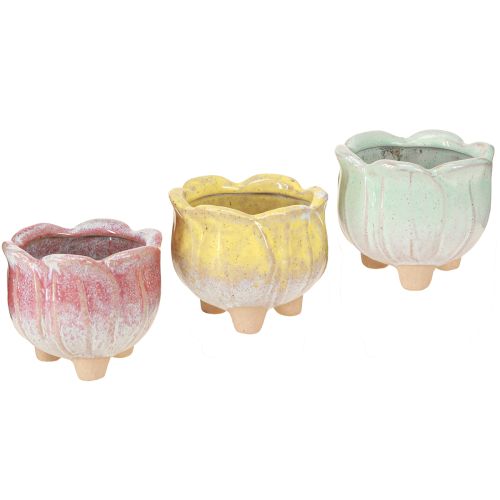 Produkt Miniaturowa doniczka ceramiczna na kwiaty różne Ø8cm wys.7cm 3 szt.