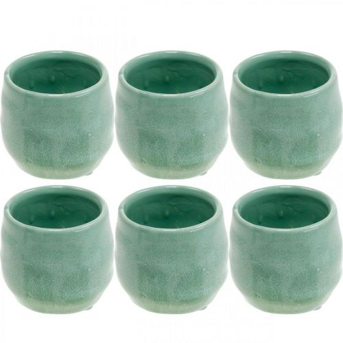 Floristik24 Mini cachepot, naczynie ceramiczne, latarnia dekoracyjna, wzór fali doniczki Ø8cm 6szt