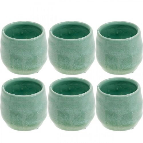 Floristik24 Mini cachepot, naczynie ceramiczne, latarnia dekoracyjna, wzór fali doniczki Ø8cm 6szt