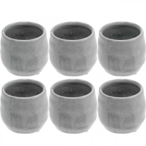 Ceramiczna doniczka, mini doniczka, dekoracja ceramiczna, wzór fali latarni Ø8cm 6szt