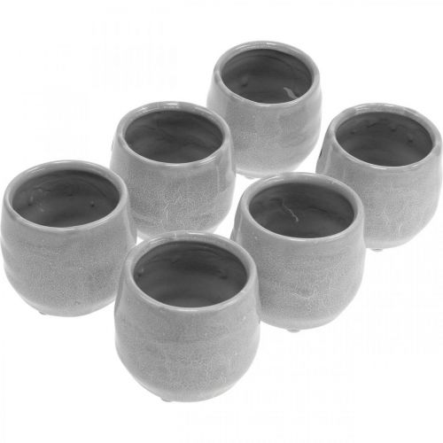 Floristik24 Ceramiczna doniczka, mini doniczka, dekoracja ceramiczna, wzór fali latarni Ø8cm 6szt