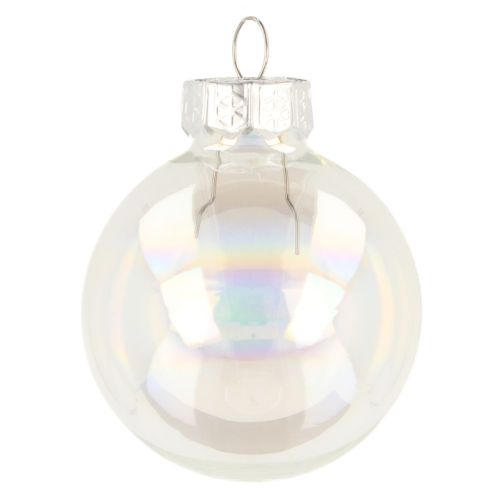 Mini bombki choinkowe szklane opalizujące przezroczyste 4 cm 24 szt.