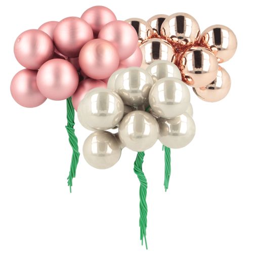 Floristik24 Mini bombki szklane lustrzane jagody różowo-kremowe Ø20mm 140 szt.