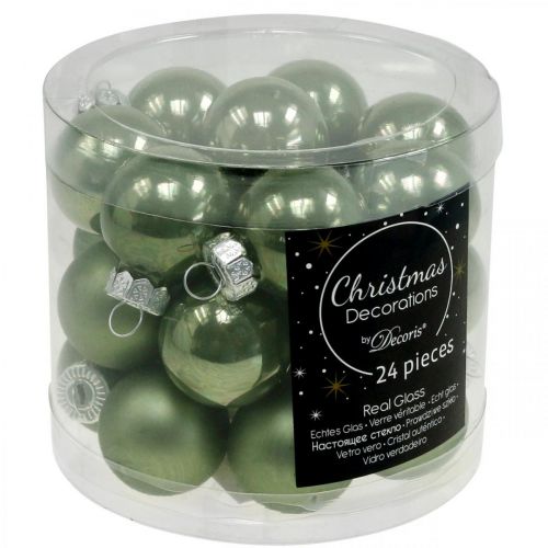Floristik24 Mini bombki szklane zielone połysk/mat Ø2,5cm 24 szt