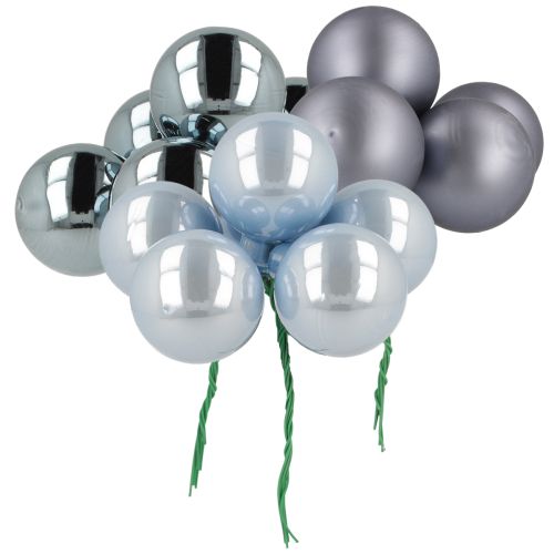 Mini bombki choinkowe szklane niebieskie matowe metaliczne 40mm 32 szt.