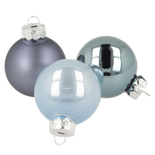 Mini bombki choinkowe szklane niebieskie matowe metaliczne Ø4cm 24 szt.