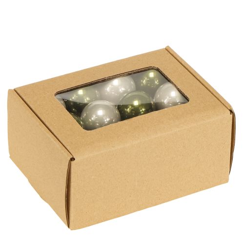 Produkt Mini bombki choinkowe szklane zielono-srebrno-szare Ø3cm 22szt