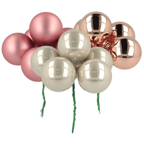 Floristik24 Mini bombki choinkowe szklane różowo-szare drut Ø40mm 32 szt.