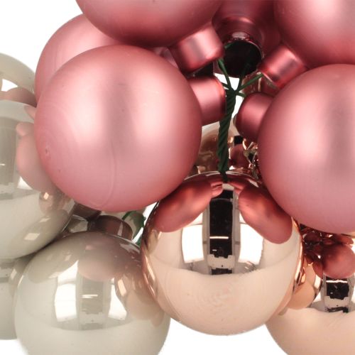Produkt Mini bombki choinkowe szklane różowo-szare drut Ø40mm 32 szt.