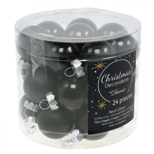 Produkt Mini bombki choinkowe szklane czarne błyszczące/matowe Ø2,5cm 22 szt.
