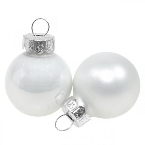 Produkt Mini bombki świąteczne szklane biały połysk/mat Ø2,5cm 24 szt