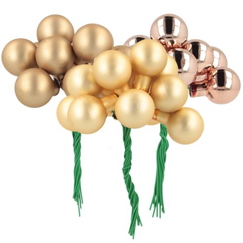 Floristik24 Mini bombki choinkowe złote różowe lustrzane jagody 2 cm 140 szt.