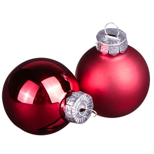 Floristik24 Mini bombki świąteczne czerwone szkło mat połysk Ø3cm 22 szt