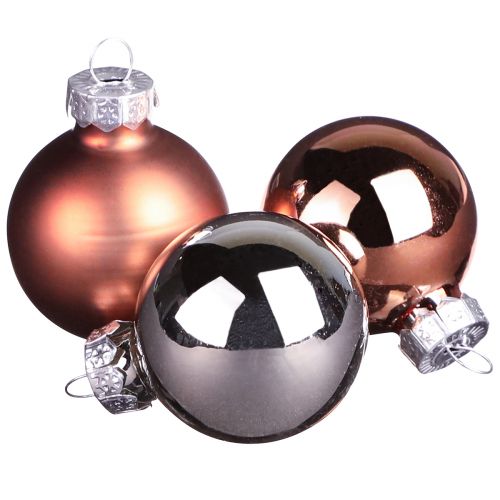 Mini bombki świąteczne srebrne morelowe szklane Ø3cm 22 szt