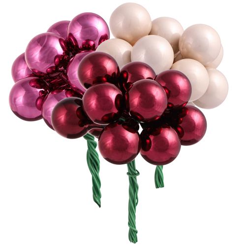 Mini bombki świąteczne na drucie Berry Mix Ø20mm 140 szt