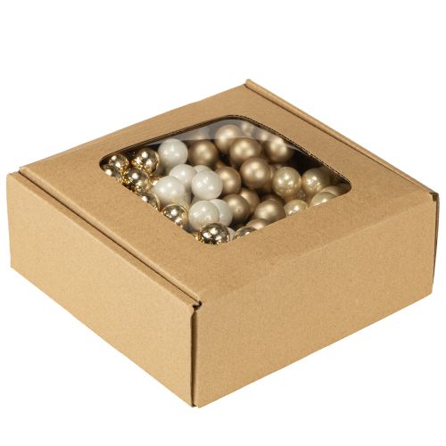 Produkt Mini bombki choinkowe na druciku złoto, krem Ø1,5cm 140 szt.