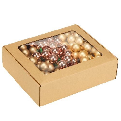 Produkt Mini bombki choinkowe na drucie szkło różowe złoto Ø25mm 140 szt.