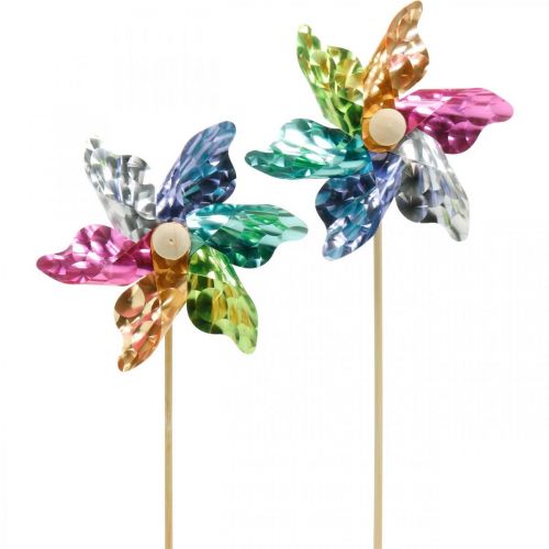 Floristik24 Mini wiatraczek, dekoracja imprezowa, wiatrak na patyku, kolorowa, dekoracja do ogrodu, korki kwiatowe Ø8,5cm 12 sztuk
