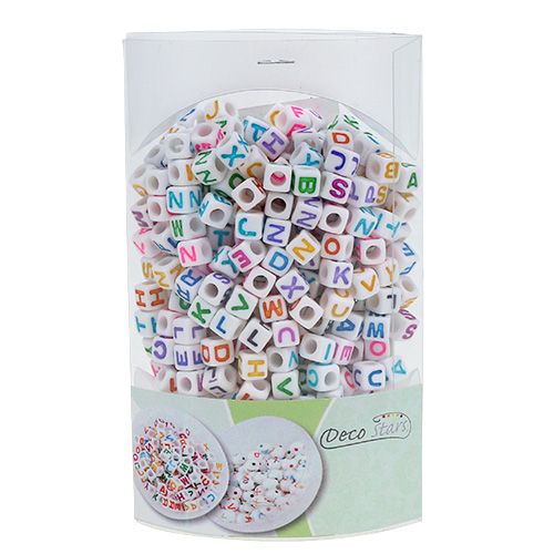 Floristik24 Mini kostki z literkami 7mm kolorowe 90g