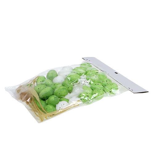 Floristik24 Mini jajko zielono-białe 2,5cm 48 szt
