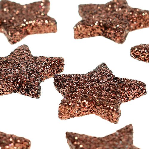 Floristik24 Mini brokatowa gwiazdka do posypania brązowa 2,5cm 48 szt