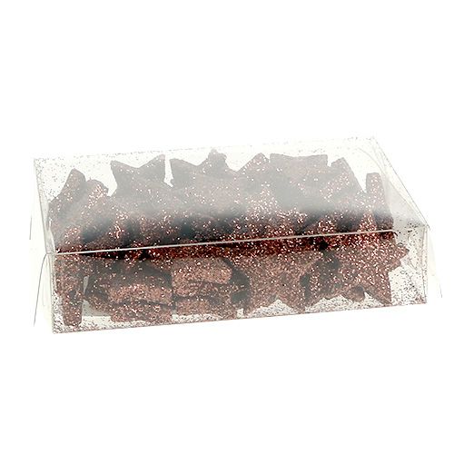 Floristik24 Mini brokatowa gwiazdka do posypania brązowa 2,5cm 48 szt