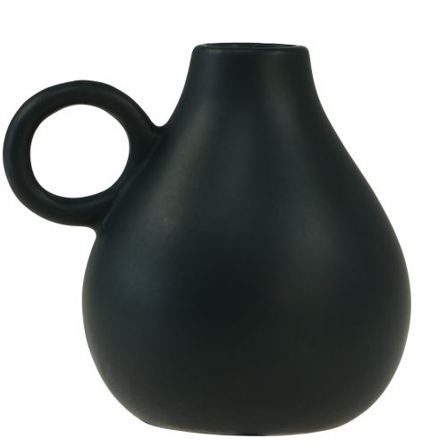 Mini wazon ceramiczny z czarnym uchwytem, dekoracja ceramiczna, wys. 8,5 cm