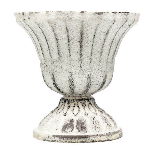 Floristik24 Mini filiżanka Wazon Metalowy kielich Biały Szary Antyczny Ø8cm W8cm