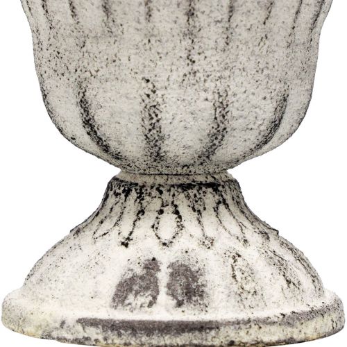 Floristik24 Mini filiżanka Wazon Metalowy kielich Biały Szary Antyczny Ø8cm W8cm
